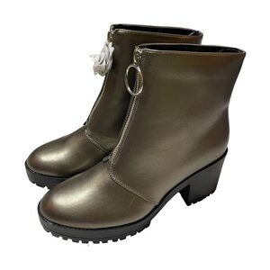 NEW Beston Pewter Gray Front Zip Boots - Size 8.5
